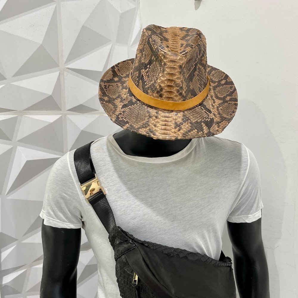 King Python Leather Hat - image 3